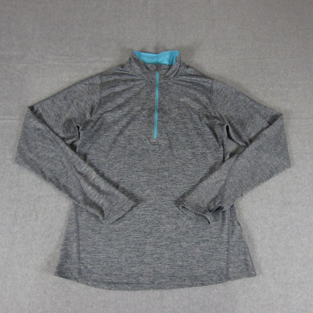 Nike Pullover Womens M Gray Element 1/4 Zip Dri Fit Thumbholes Running Top